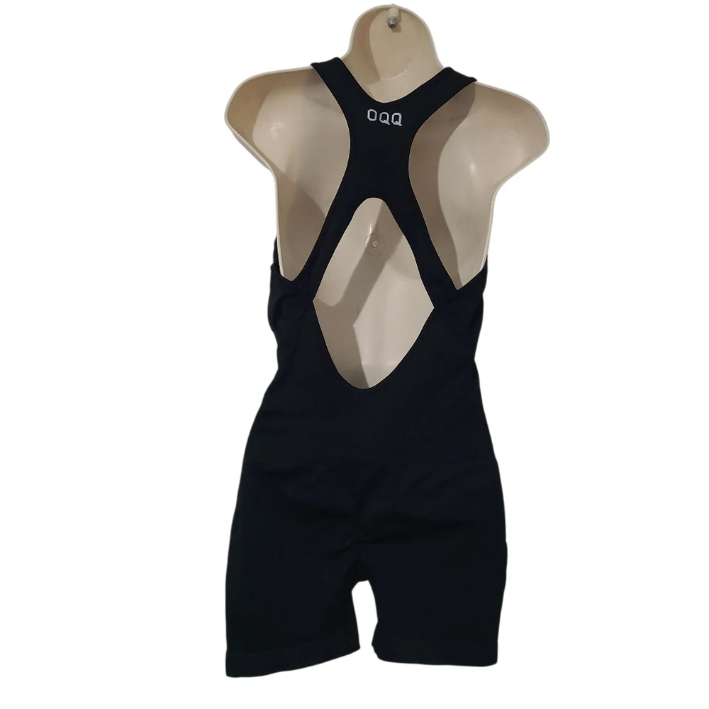 Black Open Back Workout Romper - Picture 5 of 5